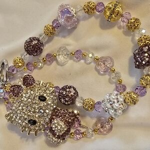 Crystal HK Cat Charm Accessory Chain